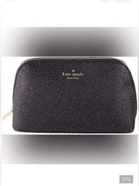 Kate Spade Black Sparkle Cosmetic Bag Kate Dome Bag Black Glitter